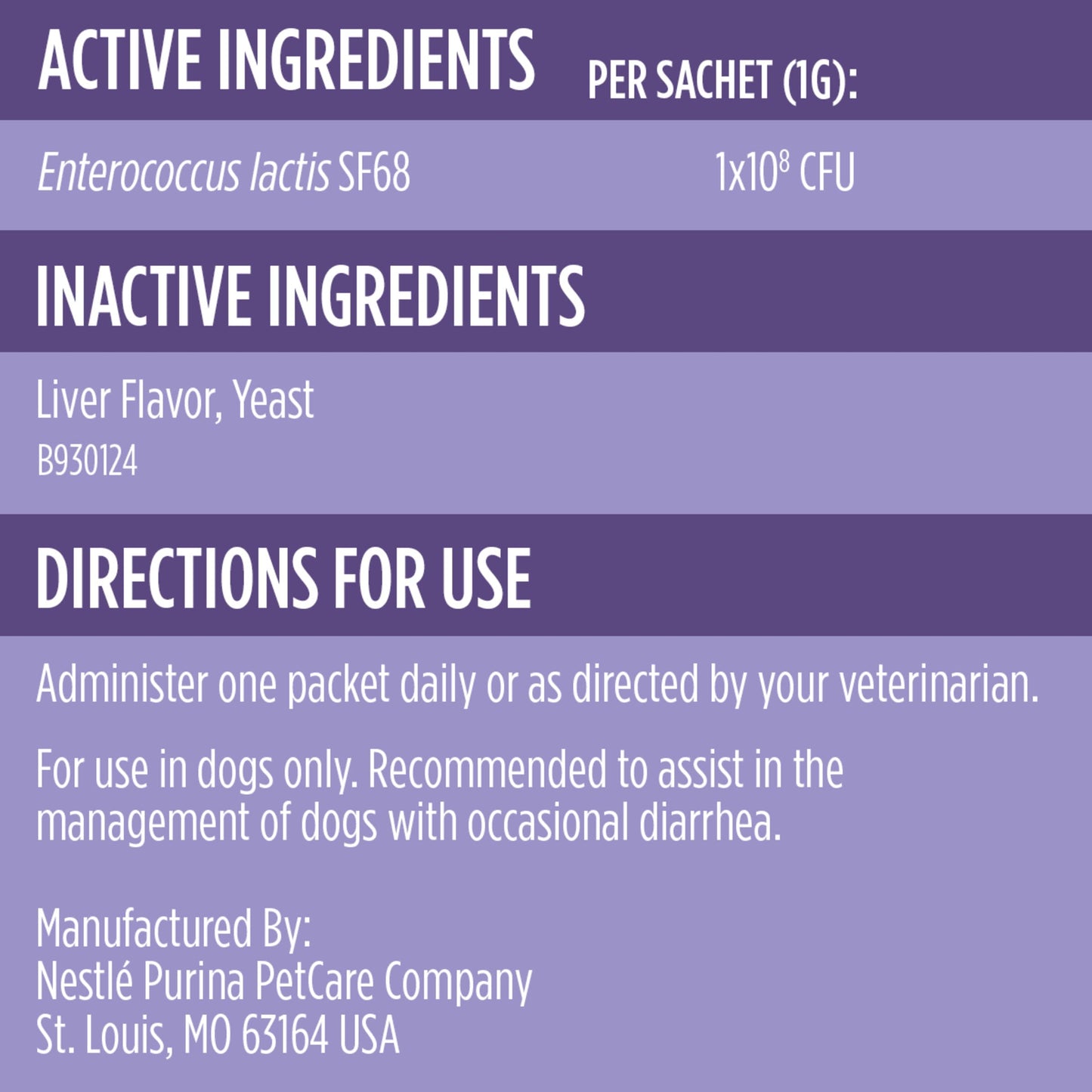 Purina Pro Plan Veterinary Supplements FortiFlora Daily Probiotics for Dogs, Helps Digestive Gut Health and Diarrhea - 30 ct. Box