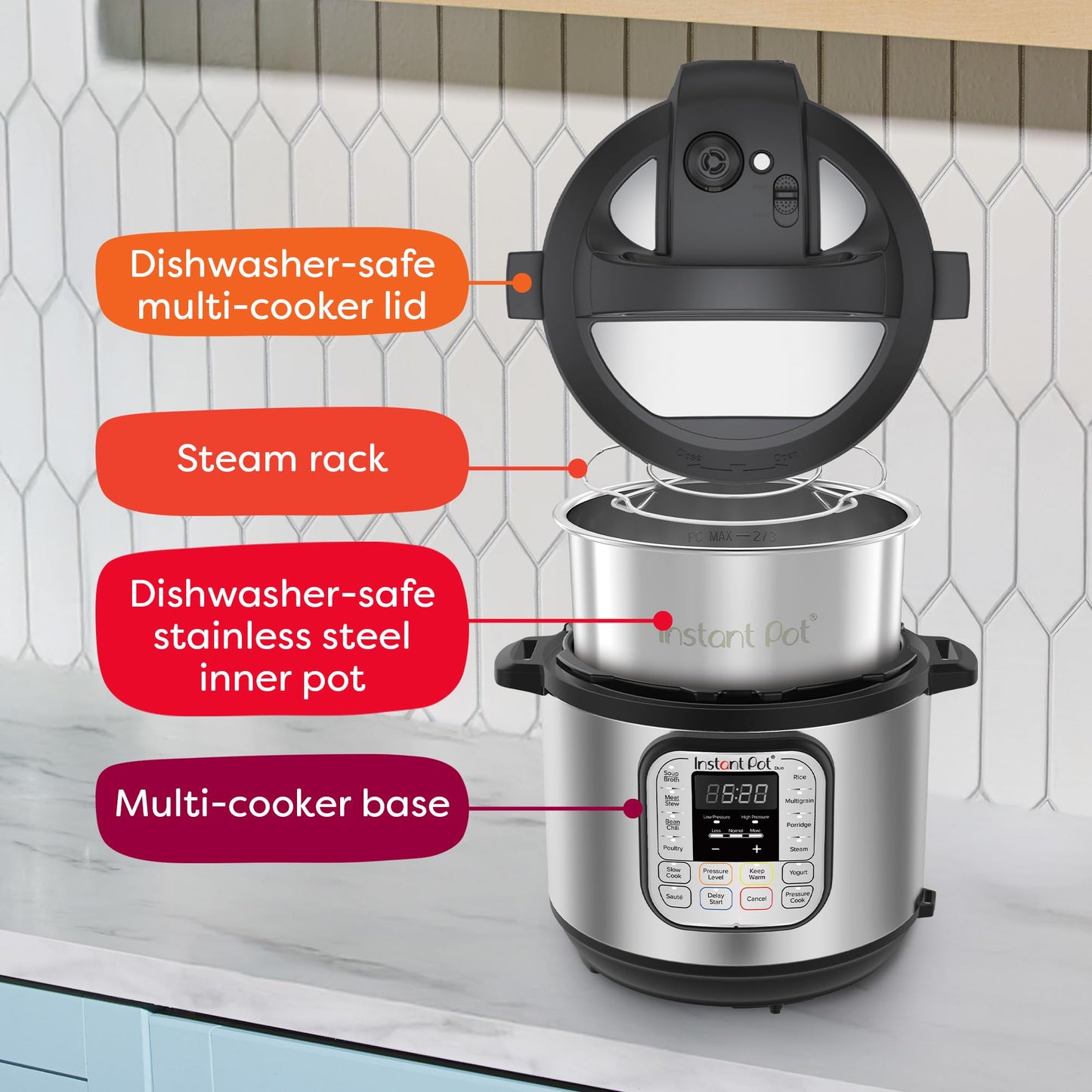 Instant Pot Duo 7-in-1 Electric Pressure Cooker, Slow Cooker, Rice, Steamer, Sauté, Yogurt Maker, Warmer & Sterilizer, Includes App With Over 800 Recipes, Stainless Steel, 6 Quart