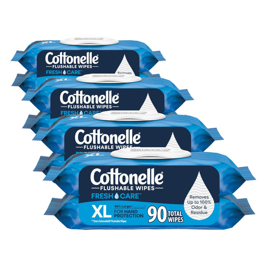 Cottonelle Fresh Feel Flushable Wet Wipes, Adult Wet Wipes, 8 Flip-Top Packs, 42 Wipes Per Pack (336 Total Wipes), Packaging May Vary